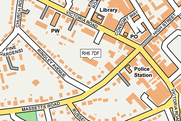 RH6 7DF map - OS OpenMap – Local (Ordnance Survey)
