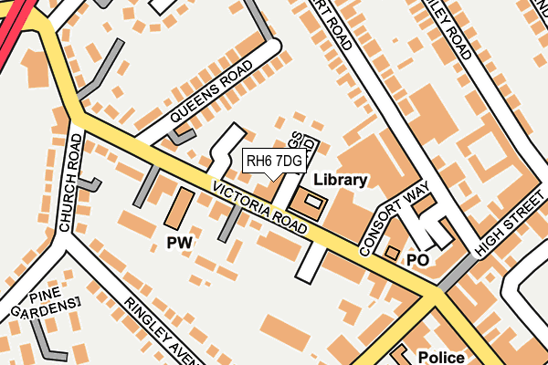 RH6 7DG map - OS OpenMap – Local (Ordnance Survey)