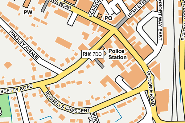 RH6 7DQ map - OS OpenMap – Local (Ordnance Survey)