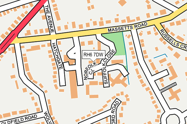 RH6 7DW map - OS OpenMap – Local (Ordnance Survey)