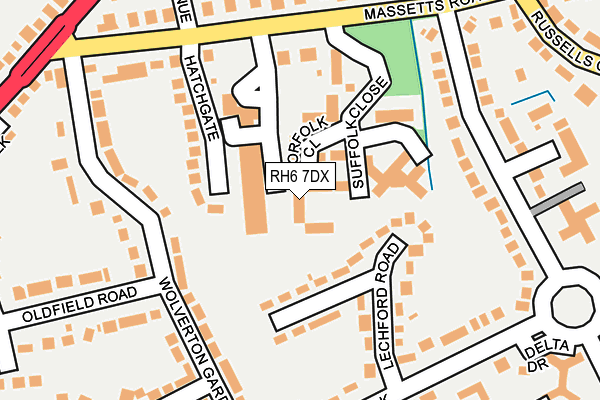 RH6 7DX map - OS OpenMap – Local (Ordnance Survey)