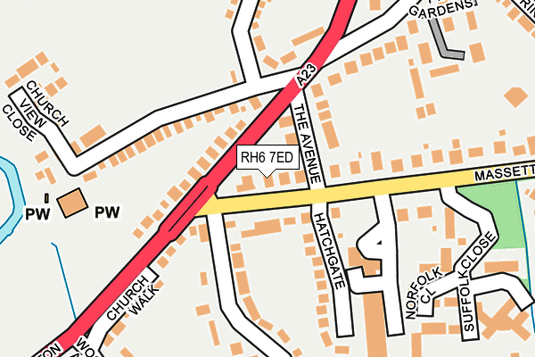 RH6 7ED map - OS OpenMap – Local (Ordnance Survey)