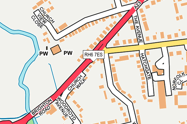 RH6 7ES map - OS OpenMap – Local (Ordnance Survey)