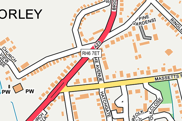 RH6 7ET map - OS OpenMap – Local (Ordnance Survey)