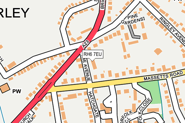 RH6 7EU map - OS OpenMap – Local (Ordnance Survey)