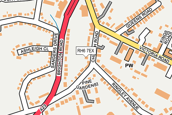 RH6 7EX map - OS OpenMap – Local (Ordnance Survey)