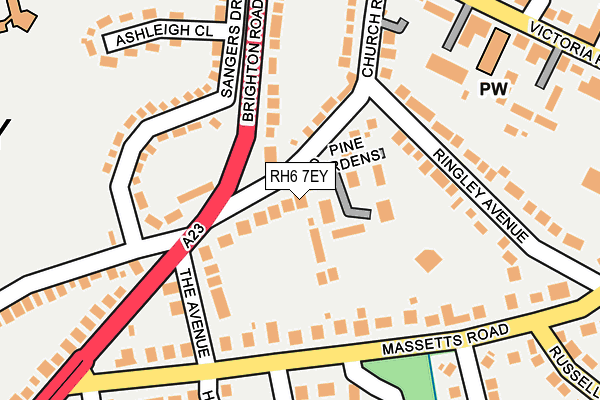 RH6 7EY map - OS OpenMap – Local (Ordnance Survey)