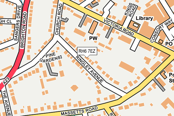 RH6 7EZ map - OS OpenMap – Local (Ordnance Survey)