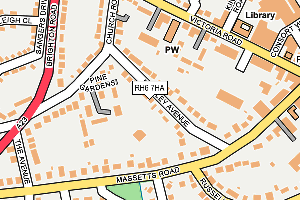 RH6 7HA map - OS OpenMap – Local (Ordnance Survey)