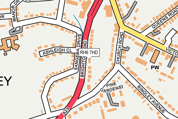 RH6 7HD map - OS OpenMap – Local (Ordnance Survey)