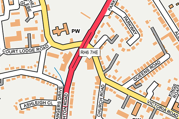 RH6 7HE map - OS OpenMap – Local (Ordnance Survey)