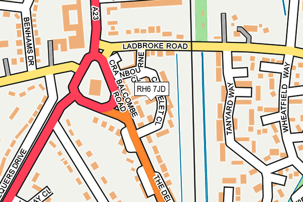 RH6 7JD map - OS OpenMap – Local (Ordnance Survey)
