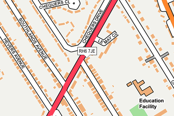 RH6 7JE map - OS OpenMap – Local (Ordnance Survey)