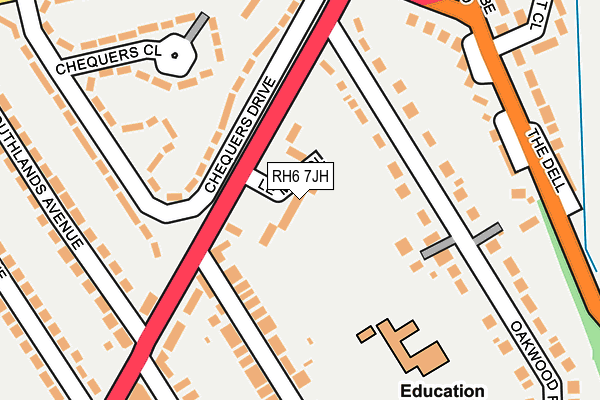 RH6 7JH map - OS OpenMap – Local (Ordnance Survey)