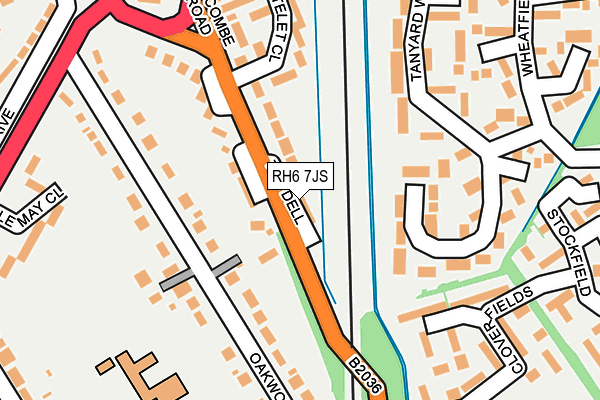 RH6 7JS map - OS OpenMap – Local (Ordnance Survey)