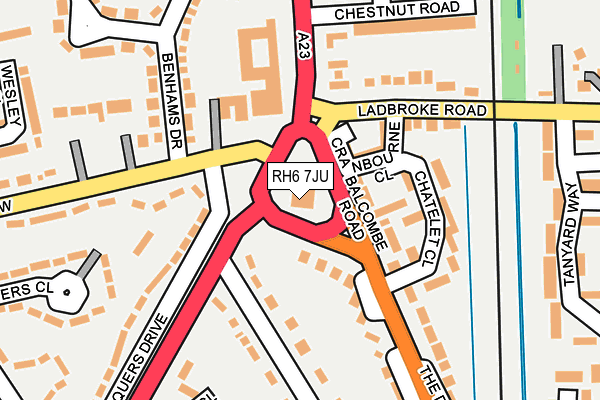 RH6 7JU map - OS OpenMap – Local (Ordnance Survey)