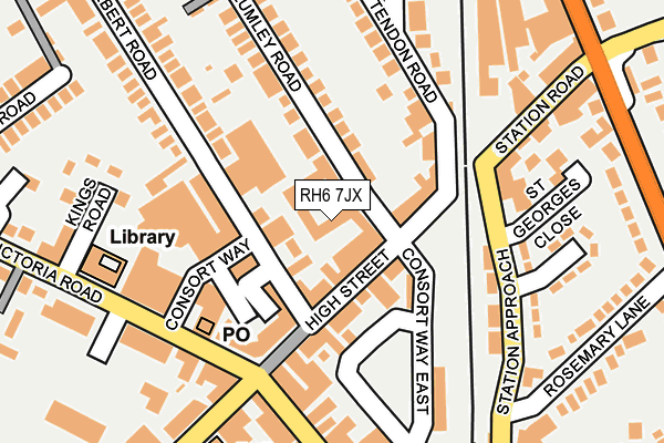 RH6 7JX map - OS OpenMap – Local (Ordnance Survey)