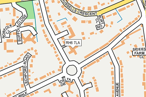 RH6 7LA map - OS OpenMap – Local (Ordnance Survey)