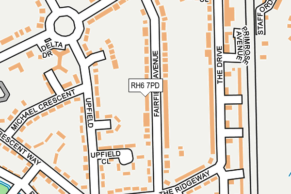RH6 7PD map - OS OpenMap – Local (Ordnance Survey)