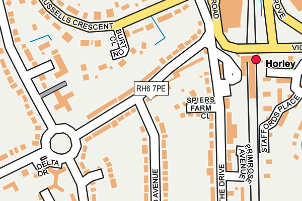 RH6 7PE map - OS OpenMap – Local (Ordnance Survey)