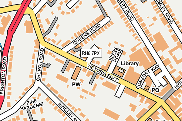 RH6 7PX map - OS OpenMap – Local (Ordnance Survey)