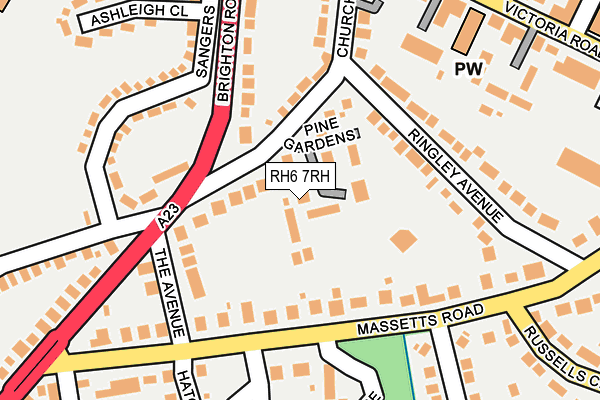 RH6 7RH map - OS OpenMap – Local (Ordnance Survey)