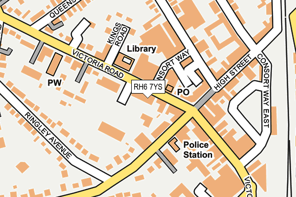 RH6 7YS map - OS OpenMap – Local (Ordnance Survey)