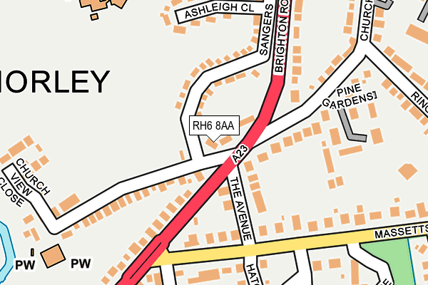 RH6 8AA map - OS OpenMap – Local (Ordnance Survey)