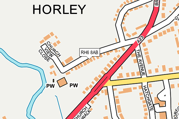 RH6 8AB map - OS OpenMap – Local (Ordnance Survey)