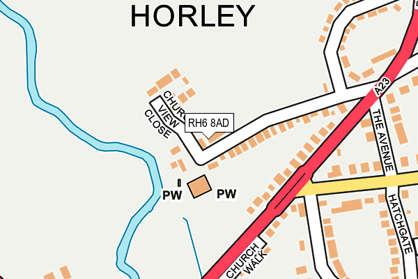 RH6 8AD map - OS OpenMap – Local (Ordnance Survey)