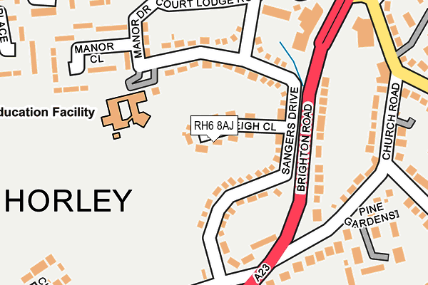 RH6 8AJ map - OS OpenMap – Local (Ordnance Survey)