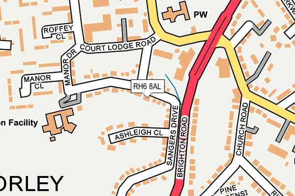 RH6 8AL map - OS OpenMap – Local (Ordnance Survey)