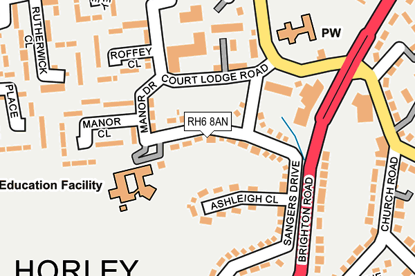 RH6 8AN map - OS OpenMap – Local (Ordnance Survey)