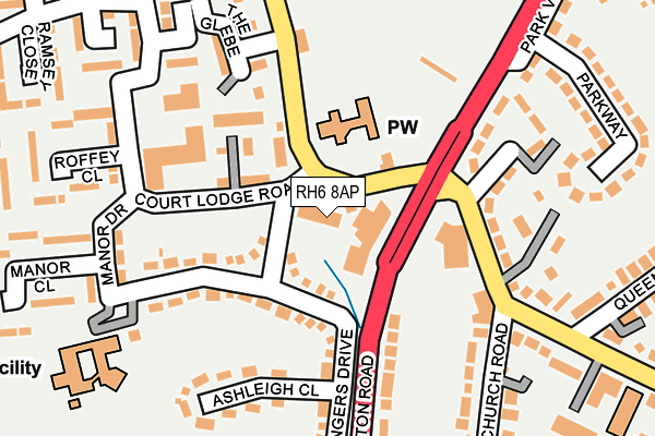 RH6 8AP map - OS OpenMap – Local (Ordnance Survey)