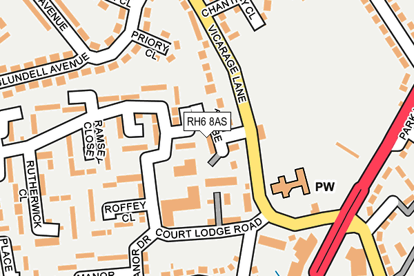 RH6 8AS map - OS OpenMap – Local (Ordnance Survey)