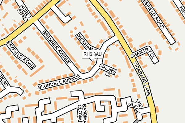 RH6 8AU map - OS OpenMap – Local (Ordnance Survey)