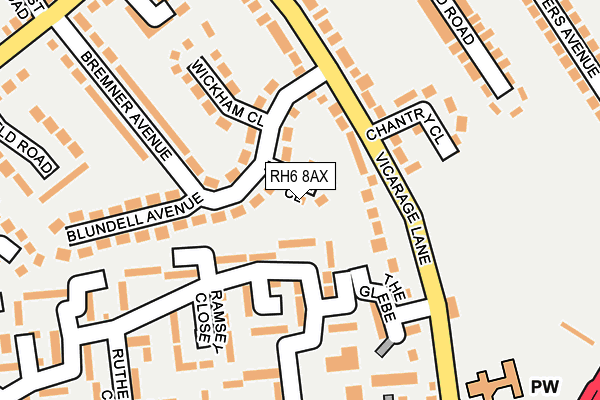 RH6 8AX map - OS OpenMap – Local (Ordnance Survey)