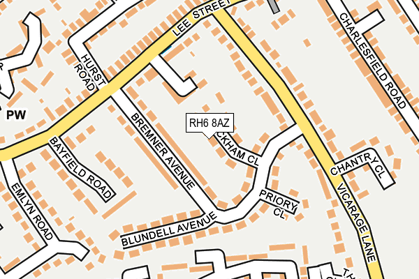 RH6 8AZ map - OS OpenMap – Local (Ordnance Survey)