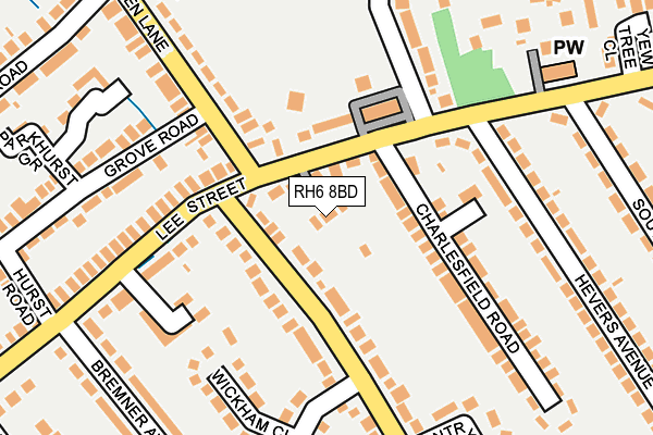 RH6 8BD map - OS OpenMap – Local (Ordnance Survey)