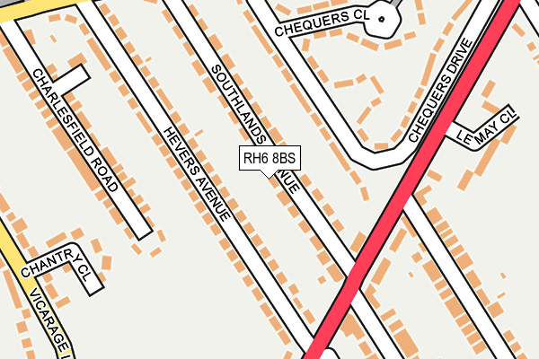 RH6 8BS map - OS OpenMap – Local (Ordnance Survey)