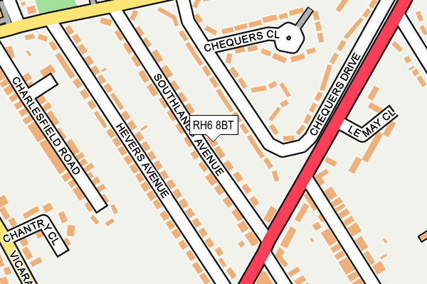 RH6 8BT map - OS OpenMap – Local (Ordnance Survey)