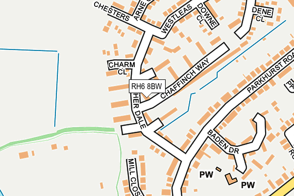 RH6 8BW map - OS OpenMap – Local (Ordnance Survey)