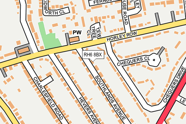 RH6 8BX map - OS OpenMap – Local (Ordnance Survey)