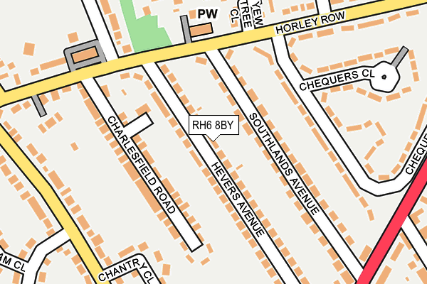 RH6 8BY map - OS OpenMap – Local (Ordnance Survey)