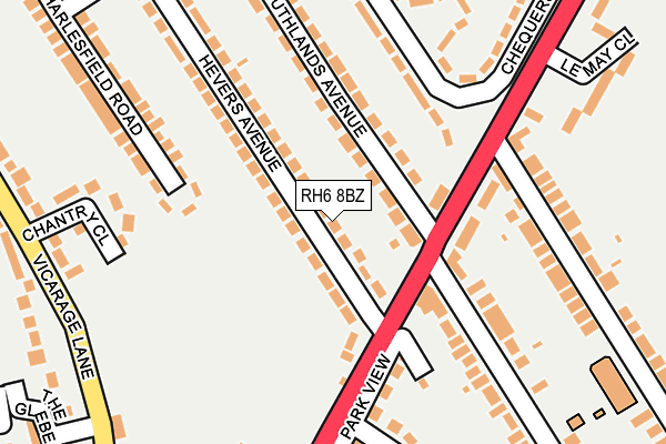 RH6 8BZ map - OS OpenMap – Local (Ordnance Survey)