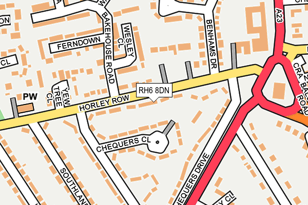 RH6 8DN map - OS OpenMap – Local (Ordnance Survey)