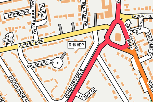 RH6 8DP map - OS OpenMap – Local (Ordnance Survey)