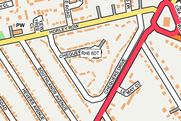 RH6 8DT map - OS OpenMap – Local (Ordnance Survey)