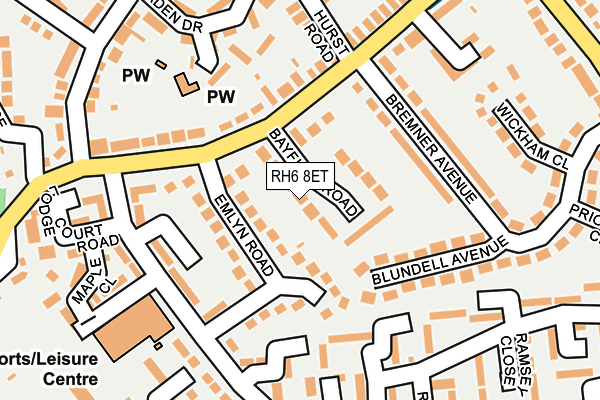 RH6 8ET map - OS OpenMap – Local (Ordnance Survey)