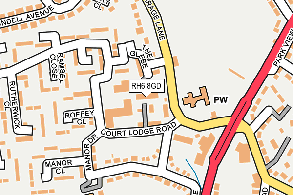 RH6 8GD map - OS OpenMap – Local (Ordnance Survey)